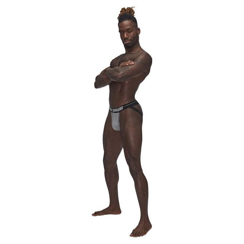 Male Power Sexagon Strappy Ring Jock Grey - Lingerie