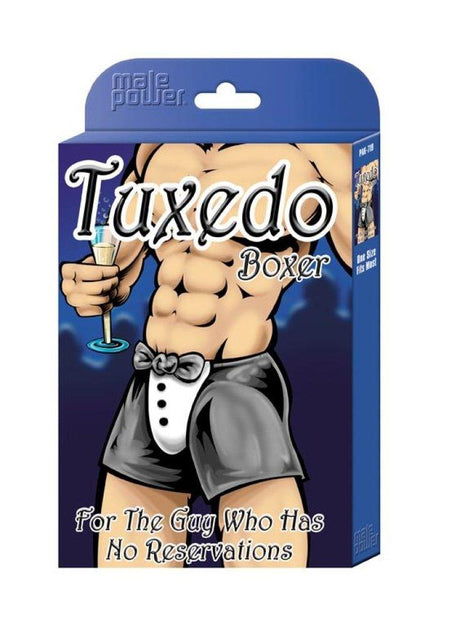 Male Power Tuxedo Boxer Novelty Underwear – Black Polyester Spandex - Lingerie