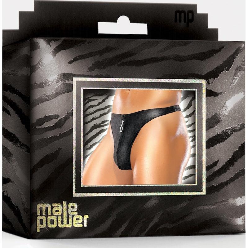Male Power Zipper Thong Black - Lingerie