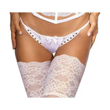 Microfiber and Lace G-String with Studs White - Naughty by Nature Adult Store