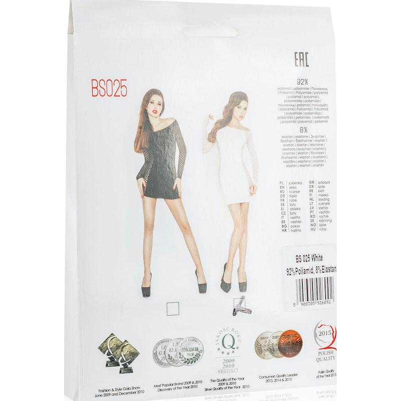 Mini Dress White With Mesh Sleeves and Sides - Lingerie