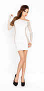 Mini Dress White With Mesh Sleeves and Sides - Lingerie
