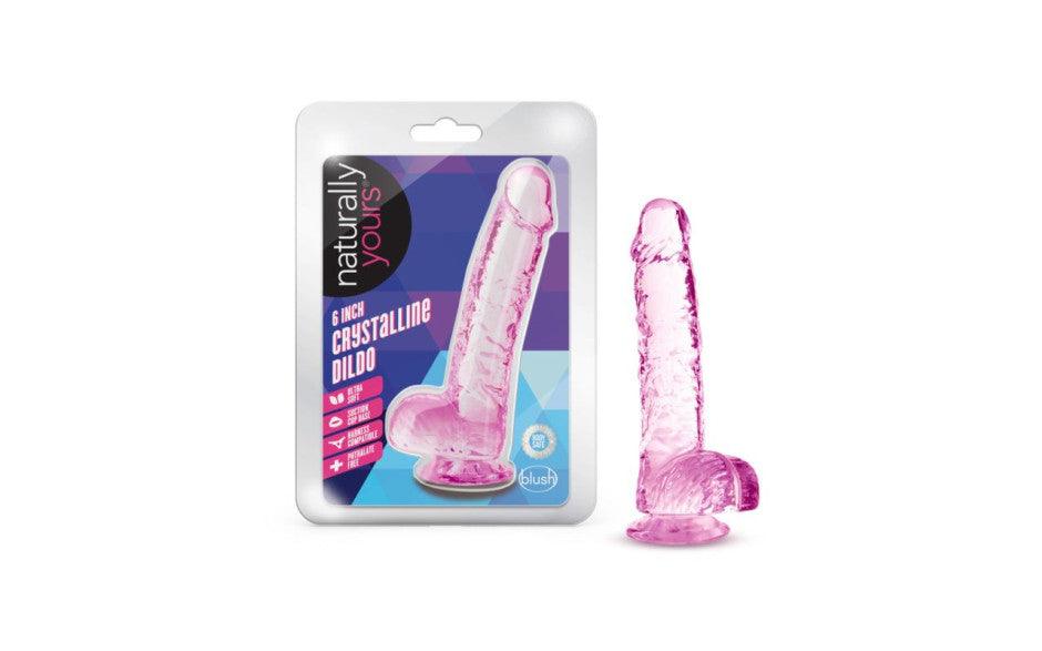 Naturally Yours 6" Crystaline Dildo Rose - Naughty by Nature Adult Store