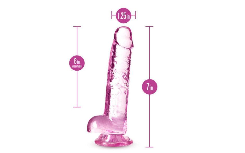 Naturally Yours 7" Crystaline Dildo Rose - Naughty by Nature Adult Store