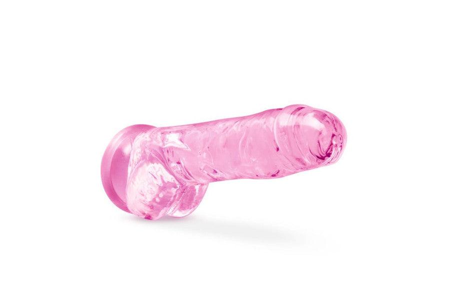 Naturally Yours 8" Crystaline Dildo Rose - Adult Toys