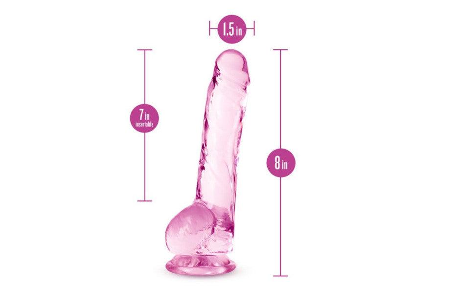 Naturally Yours 8" Crystaline Dildo Rose - Adult Toys