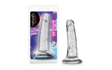 Naturally Yours Glitter Dong Clear 5.5in - Naughty by Nature Adult Store