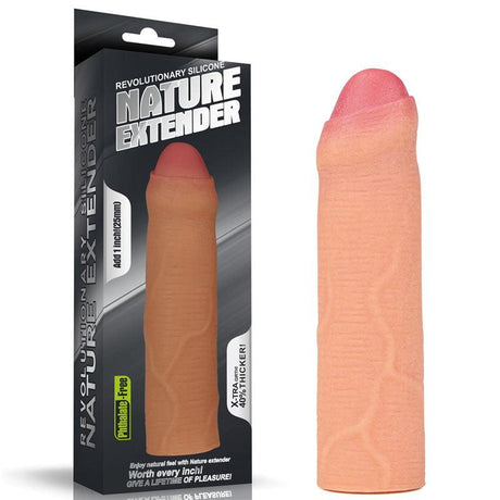 Nature Extender 1'' Silicone Uncut Sleeve - Flesh 2.5 cm Penis Extender Sleeve - Naughty by Nature Adult Store