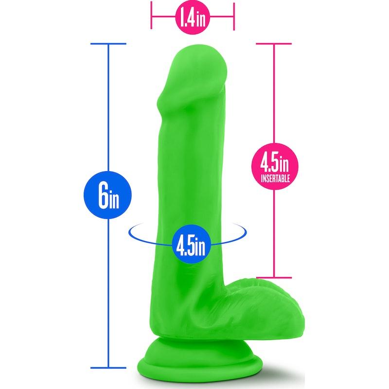 Neo Dual Density Cock With Balls 6in Neon Green - Adult Toys