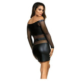 Off The Shoulder Mesh Panel Dress Black - Naughty by Nature Adult Store