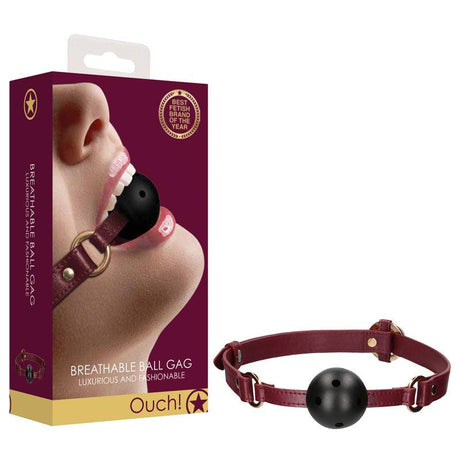 OUCH! Halo - Breathable Ball Gag - Burgundy Mouth Restraint - Naughty by Nature Adult Store