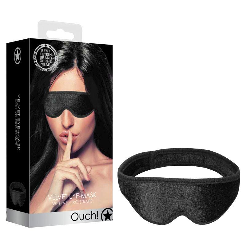 OUCH! Velvet & Velcro Adjustable Eye Mask - Black Restraint - Naughty by Nature Adult Store