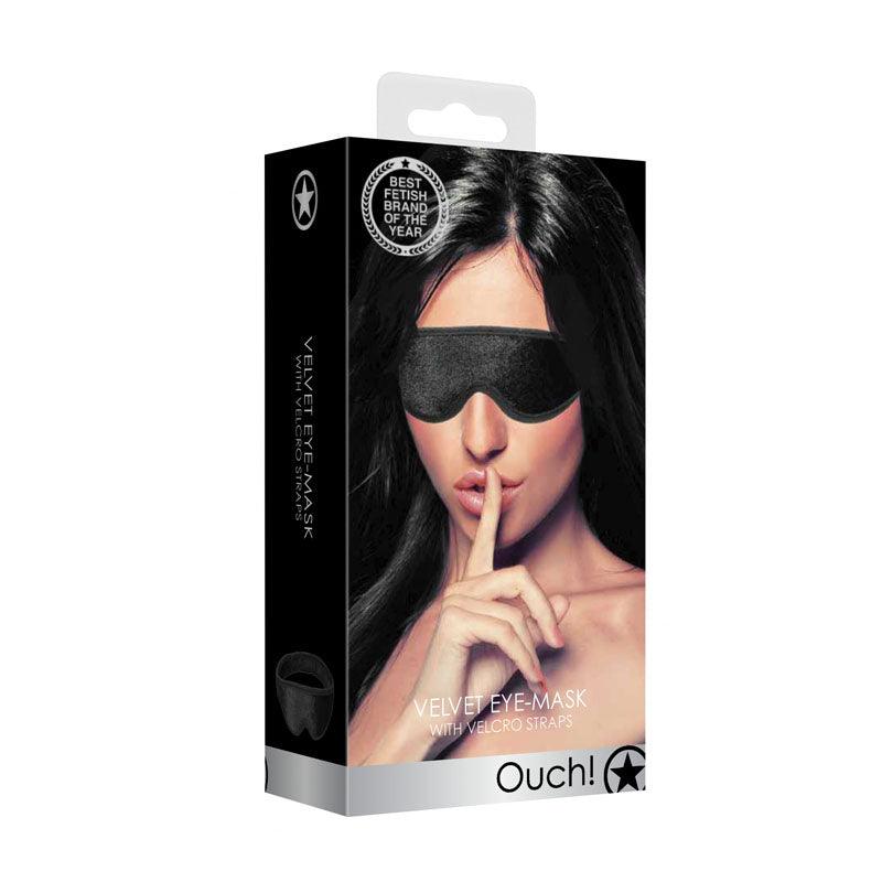 OUCH! Velvet & Velcro Adjustable Eye Mask - Black Restraint - Naughty by Nature Adult Store