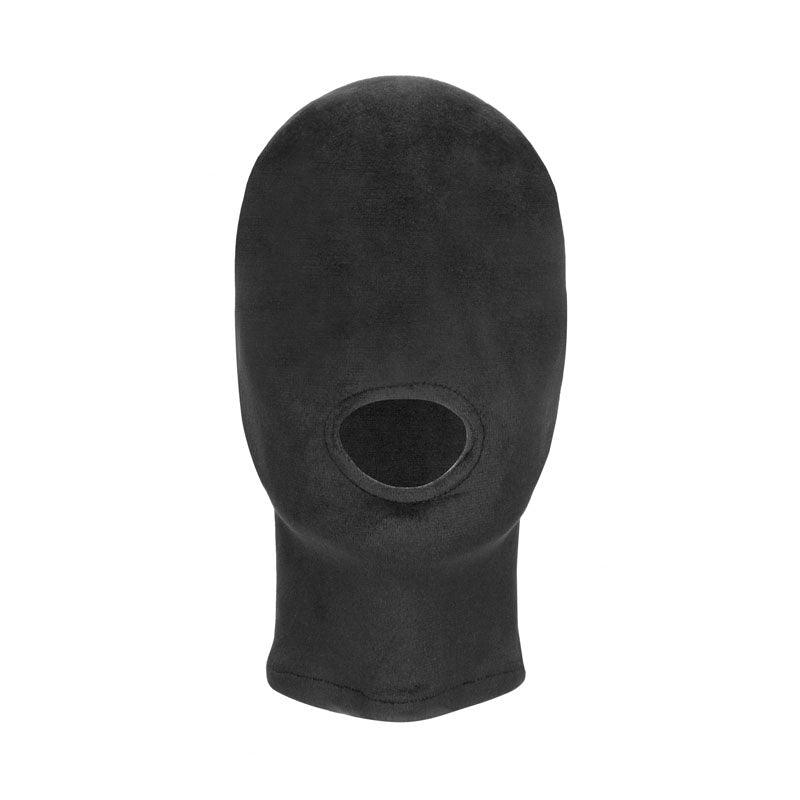 Ouch! Velvet & Velcro Mask with Mouth Opening - Black Hood - Naughty by Nature Adult Store