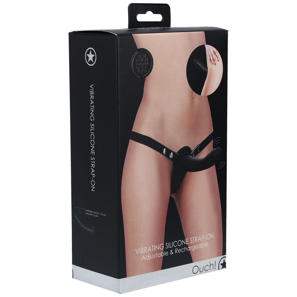 OUCH! Vibrating Silicone Strap-On - Black - Naughty by Nature Adult Store