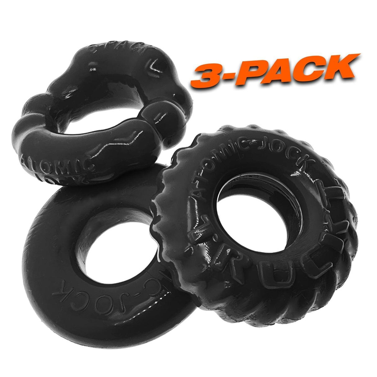 OxBalls Bonemaker 3 - Piece Cockring Set - Stretchy Flextpr Rings - Black - Adult Toys
