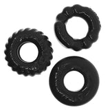OxBalls Bonemaker 3 - Piece Cockring Set - Stretchy Flextpr Rings - Black - Adult Toys