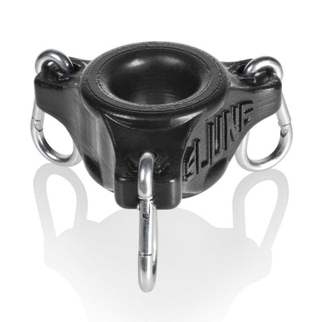 OxBalls Slung Silicone Ballstretcher with 3 Carabiners – Black - Adult Toys