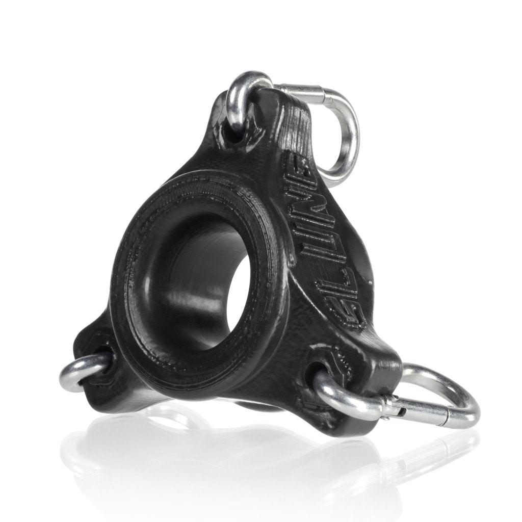 OxBalls Slung Silicone Ballstretcher with 3 Carabiners – Black - Adult Toys