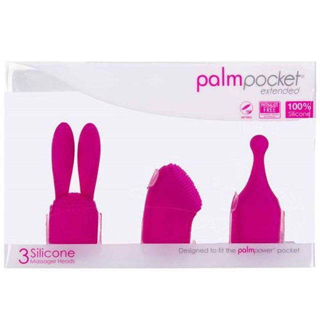 PalmPower Pocket Extended Silicone Massage Heads 3 Pc Set - Adult Toys