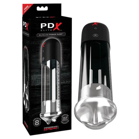 PDX Elite Blowjob Power Pump - Black Powered Penis Pump with Mouth Stroker Sleeve - Naughty by Nature Adult Store