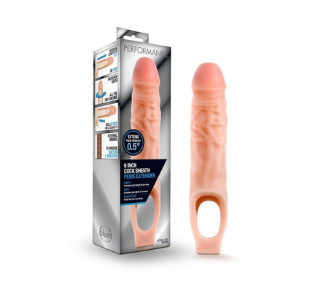 Performance 9in Cock Sheath Penis Extender Vanilla - Naughty by Nature Adult Store