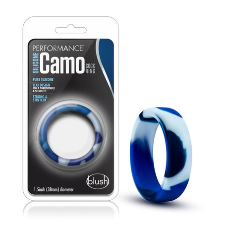 Performance Silicone Camo Cock Ring Blue Camoflauge - Naughty by Nature Adult Store