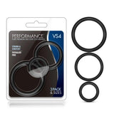 Performance Silicone Cock Ring 3 Pc Set Black - Naughty by Nature Adult Store