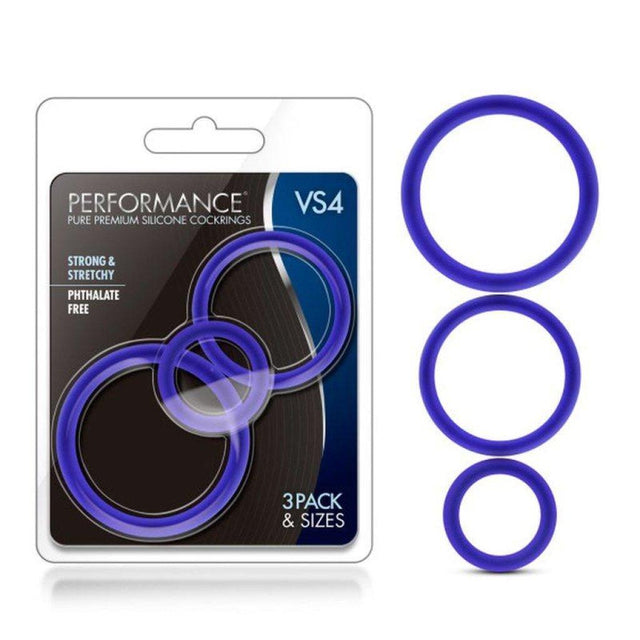 Performance Silicone Cock Ring 3 Pc Set Indigo - Naughty by Nature Adult Store