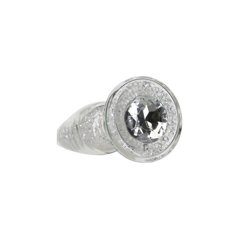 Pillow Talk Fancy Luxurious Glass Anal Plug w Clear Gem - Adult Toys