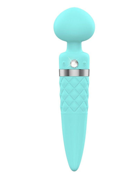 Pillow Talk Sultry Warming G - Spot Massager with Rotating Shaft – Teal - Adult Toys