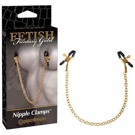 Pipedream Fetish Fantasy Gold Chain Nipple Clamps – Adjustable Metal - BONDAGE - TOYS