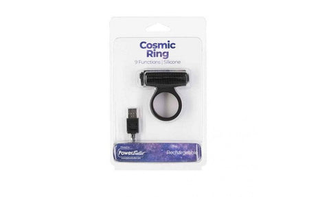 Power Bullet Cosmic Cock Ring w Bullet Black - Adult Toys