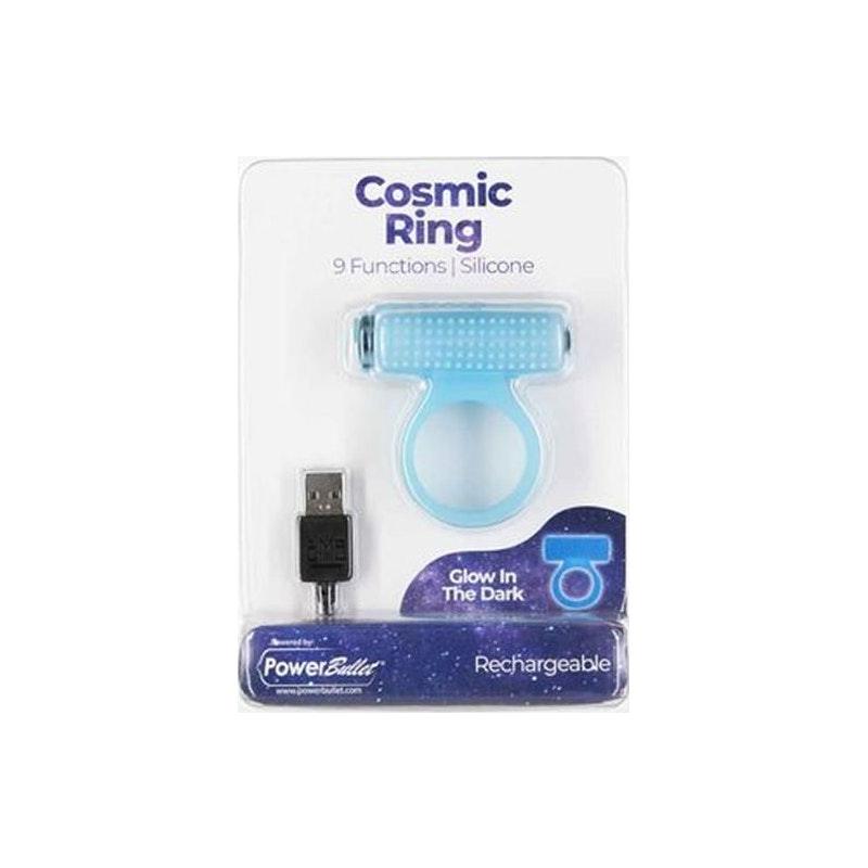 Power Bullet Cosmic Cock Ring w Bullet Glow in the Dark - Adult Toys