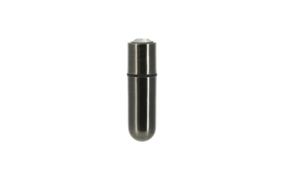 Power Bullet First Class 6cm Rechargeable w Crystal Gun Metal - Adult Toys
