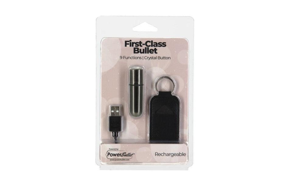 Power Bullet First Class 6cm Rechargeable w Crystal Gun Metal - Naughty by Nature Adult Store