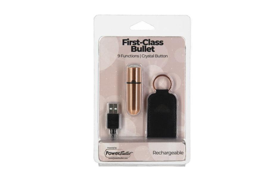 Power Bullet First Class 6cm Rechargeable w Crystal Rose Gold - Naughty by Nature Adult Store