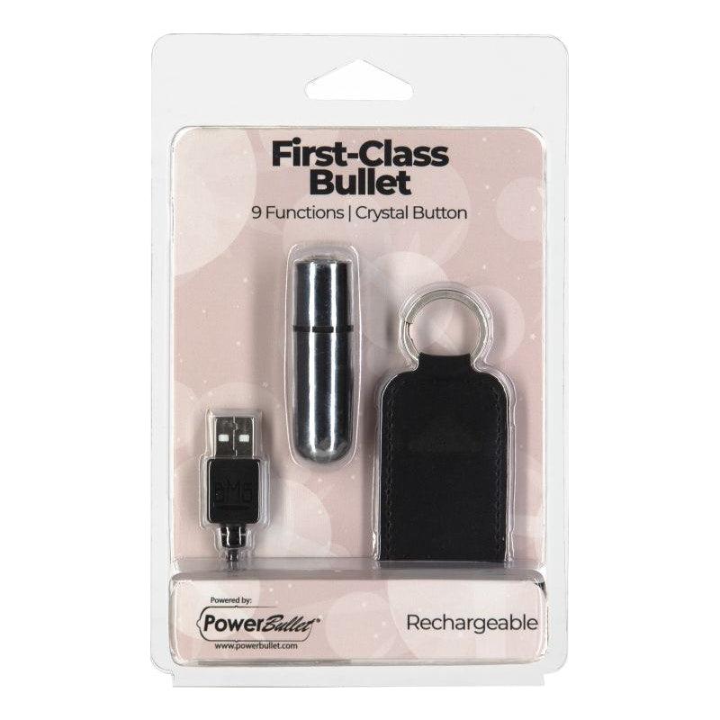 Power Bullet First Class 6cm Rechargeable w Crystal Silver - Naughty by Nature Adult Store