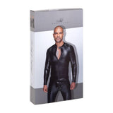 Power Wetlook Mens Jacket w Pleated PVC Epaulets - Lingerie