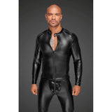 Power Wetlook Mens Jacket w Pleated PVC Epaulets - Lingerie