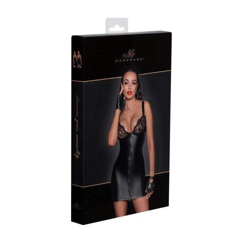 Power Wetlook Mini Dress w Lace Chest & Two Way Zipper - Lingerie