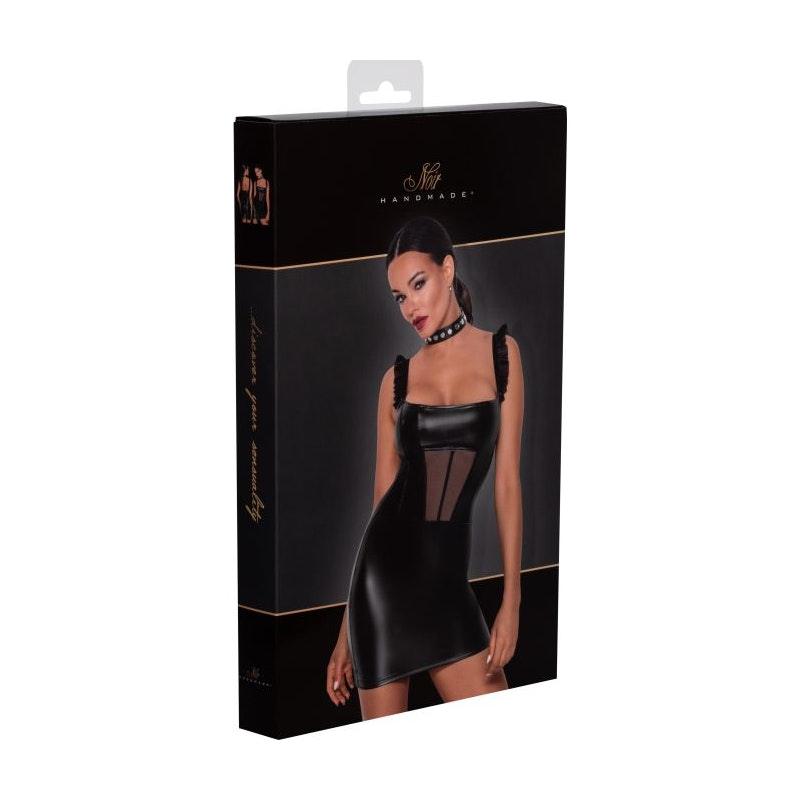 Power Wetlook Short Dress w Front Tulle Inserts - Lingerie