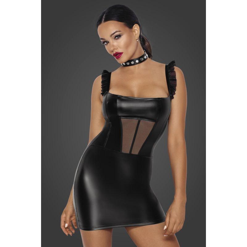 Power Wetlook Short Dress w Front Tulle Inserts - Lingerie