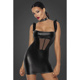 Power Wetlook Short Dress w Front Tulle Inserts - Lingerie