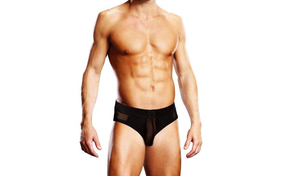 Prowler Mesh Open Back Brief Black - Lingerie
