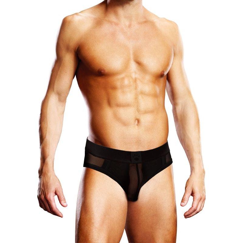 Prowler Mesh Open Back Brief Black - Lingerie