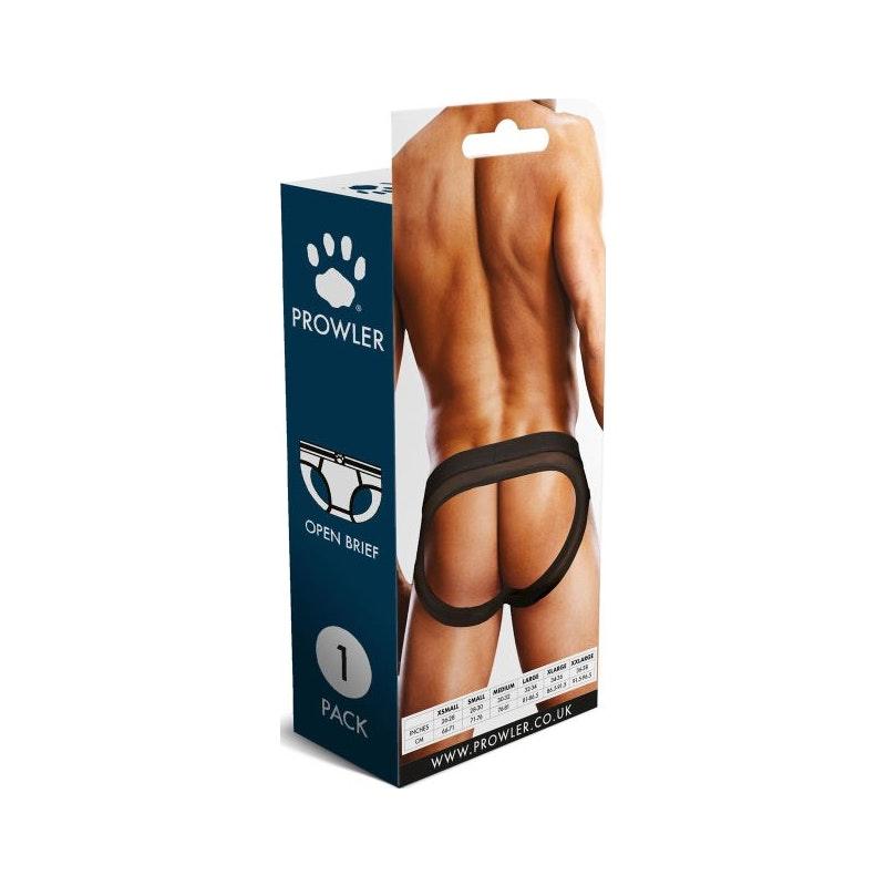 Prowler Mesh Open Back Brief Black - Lingerie