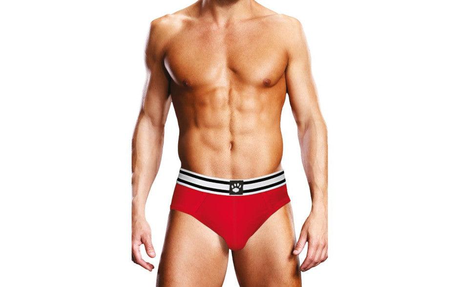 Prowler Open Back Brief White/Red - Lingerie