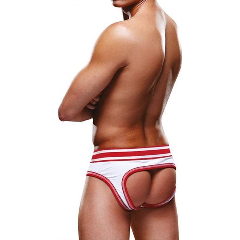 Prowler Open Back Brief White/Red - Lingerie