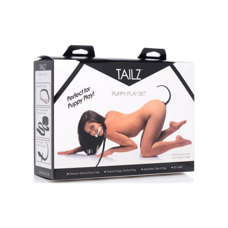 Puppy Play Set incl Gag, Plug and Collar Black - Adult Toys
